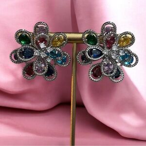 Silver tone with colored cz’s earrings. Gorgeous brand new